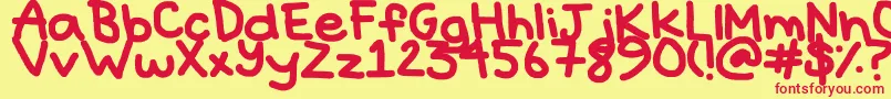 Hyperbole-fontti – punaiset fontit keltaisella taustalla