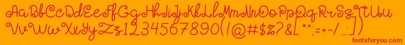 HOLY MOLLYN-Schriftart – Rote Schriften auf orangefarbenem Hintergrund