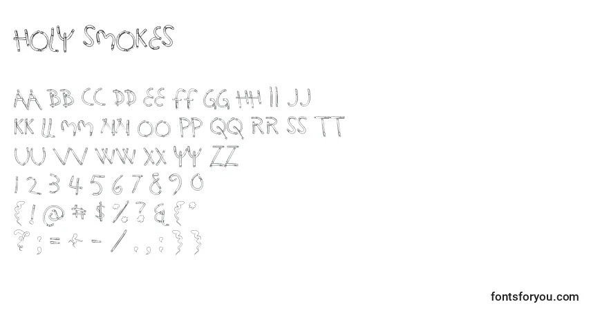 Czcionka Holy smokes – alfabet, cyfry, specjalne znaki