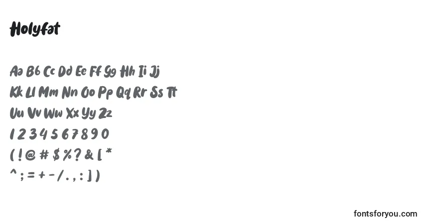 Schriftart Holyfat – Alphabet, Zahlen, spezielle Symbole