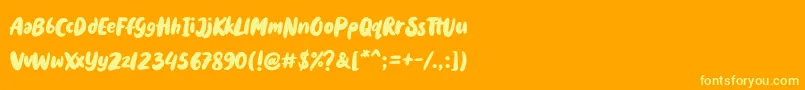 フォントHolyfat – オレンジの背景に黄色の文字