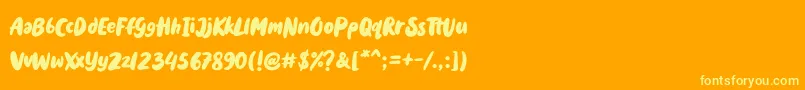 Holyfat-Schriftart – Gelbe Schriften auf orangefarbenem Hintergrund