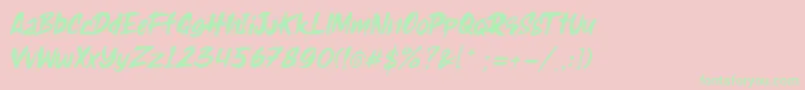 Holyrock Italic Font – Green Fonts on Pink Background