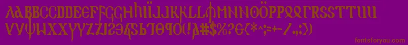 Holyv2c-Schriftart – Braune Schriften auf violettem Hintergrund