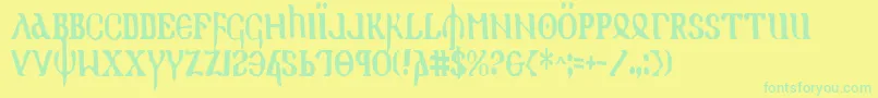 フォントHolyv2c – 黄色い背景に緑の文字