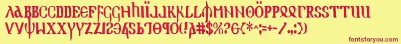フォントHolyv2c – 赤い文字の黄色い背景