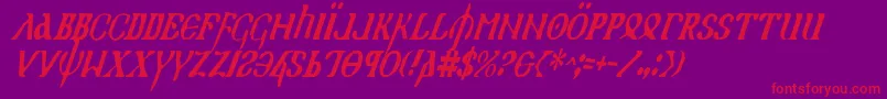 Holyv2ci-Schriftart – Rote Schriften auf violettem Hintergrund