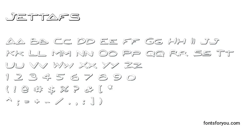 Schriftart Jettafs – Alphabet, Zahlen, spezielle Symbole