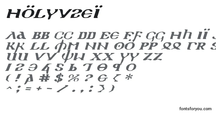A fonte Holyv2ei (129810) – alfabeto, números, caracteres especiais