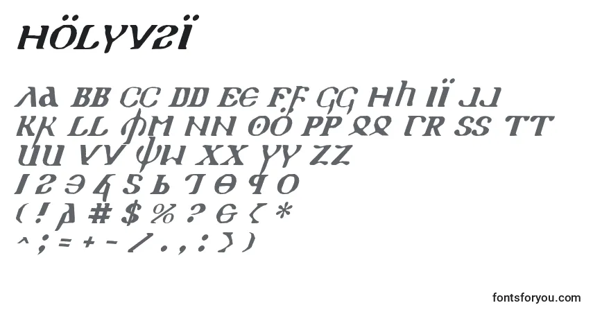 Schriftart Holyv2i (129811) – Alphabet, Zahlen, spezielle Symbole