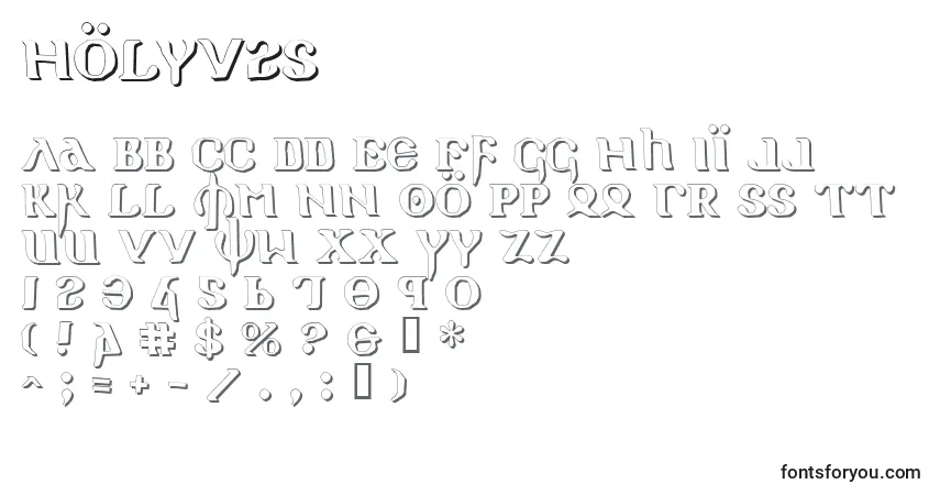 A fonte Holyv2s (129812) – alfabeto, números, caracteres especiais
