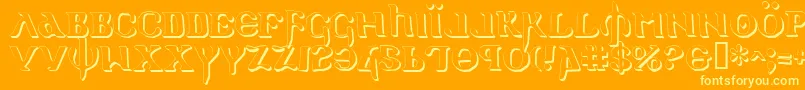 Holyv2s-Schriftart – Gelbe Schriften auf orangefarbenem Hintergrund