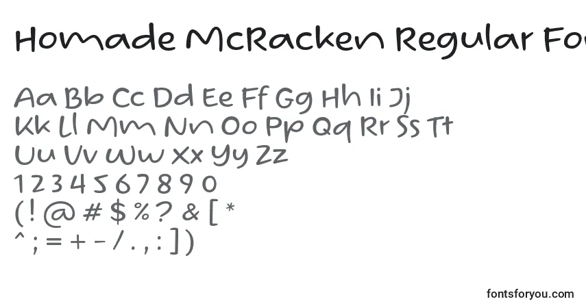 A fonte Homade McRacken Regular Font by Situjuh 7NTypes – alfabeto, números, caracteres especiais