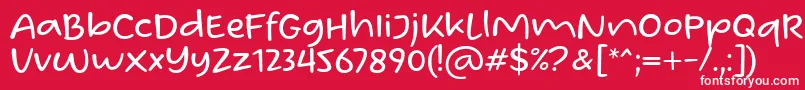 Fonte Homade McRacken Regular Font by Situjuh 7NTypes – fontes brancas em um fundo vermelho