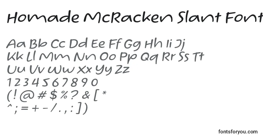 A fonte Homade McRacken Slant Font by Situjuh 7NTypes – alfabeto, números, caracteres especiais