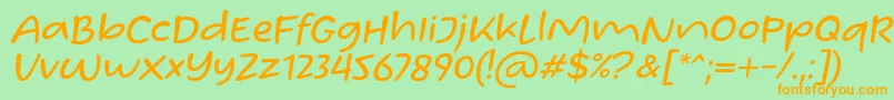 フォントHomade McRacken Slant Font by Situjuh 7NTypes – オレンジの文字が緑の背景にあります。
