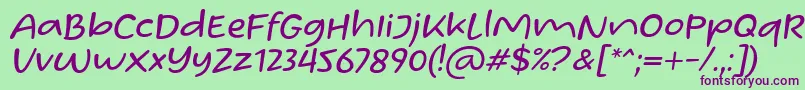 Czcionka Homade McRacken Slant Font by Situjuh 7NTypes – fioletowe czcionki na zielonym tle