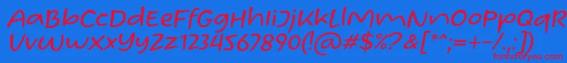 Homade McRacken Slant Font by Situjuh 7NTypes-Schriftart – Rote Schriften auf blauem Hintergrund