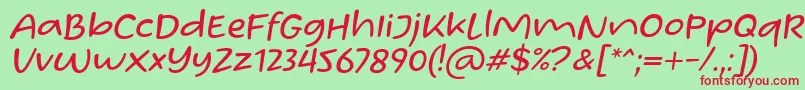 Homade McRacken Slant Font by Situjuh 7NTypes-fontti – punaiset fontit vihreällä taustalla