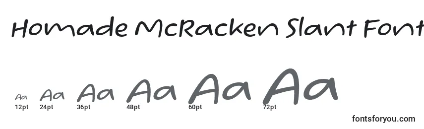 Размеры шрифта Homade McRacken Slant Font by Situjuh 7NTypes
