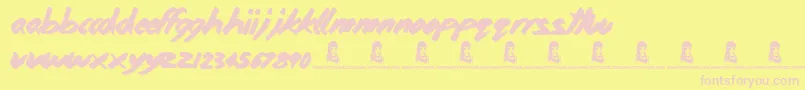 Home and Away Font – Pink Fonts on Yellow Background