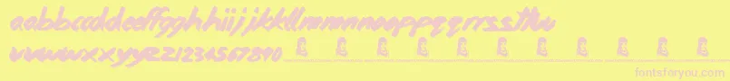 Home and Away-Schriftart – Rosa Schriften auf gelbem Hintergrund