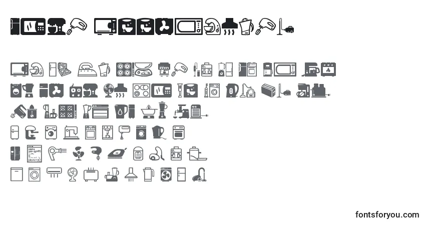 Schriftart Home Appliances – Alphabet, Zahlen, spezielle Symbole
