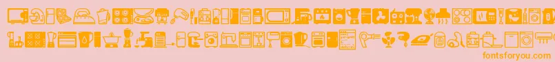 Home Appliances-Schriftart – Orangefarbene Schriften auf rosa Hintergrund