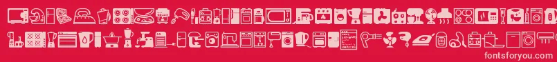 Home Appliances-Schriftart – Rosa Schriften auf rotem Hintergrund