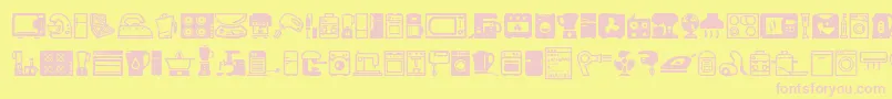 Home Appliances-Schriftart – Rosa Schriften auf gelbem Hintergrund