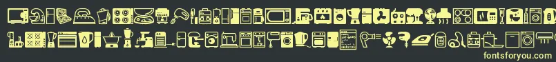 Fonte Home Appliances – fontes amarelas em um fundo preto