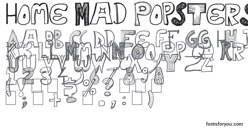 Schriftart Home Mad Popsters – Alphabet, Zahlen, spezielle Symbole