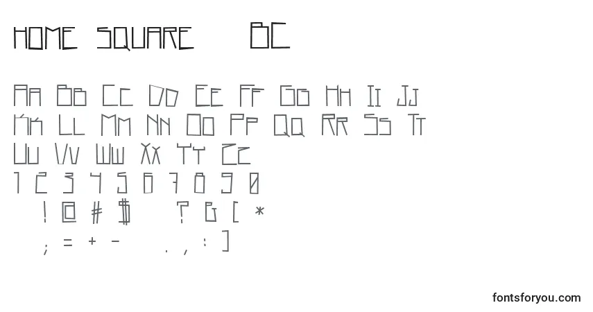 A fonte Home square   BC – alfabeto, números, caracteres especiais