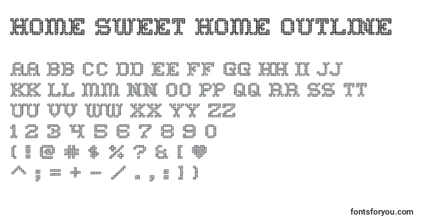 Home sweet home outline-fontti – aakkoset, numerot, erikoismerkit