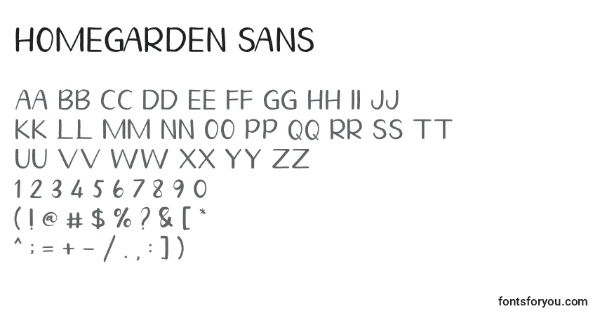 A fonte Homegarden Sans – alfabeto, números, caracteres especiais