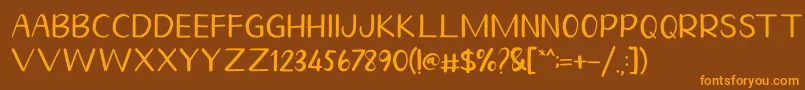 フォントHomegarden Sans – オレンジ色の文字が茶色の背景にあります。