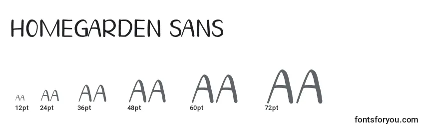 Größen der Schriftart Homegarden Sans