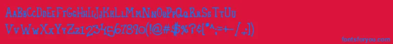 Homespun Small Caps Font – Blue Fonts on Red Background