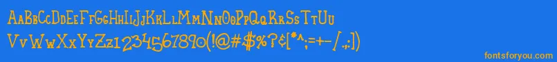Homespun Small Caps Font – Orange Fonts on Blue Background