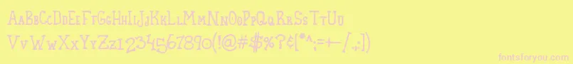 Homespun Small Caps Font – Pink Fonts on Yellow Background