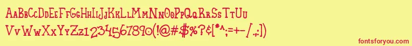 Homespun Small Caps Font – Red Fonts on Yellow Background