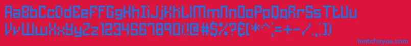 Homespun-Schriftart – Blaue Schriften auf rotem Hintergrund