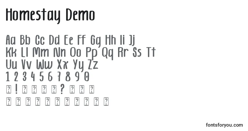Шрифт Homestay Demo – алфавит, цифры, специальные символы
