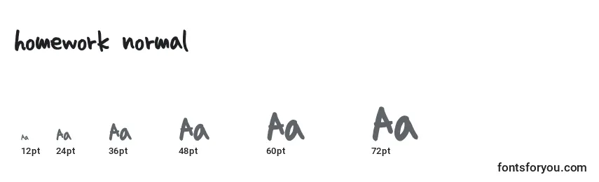 Homework normal Font Sizes