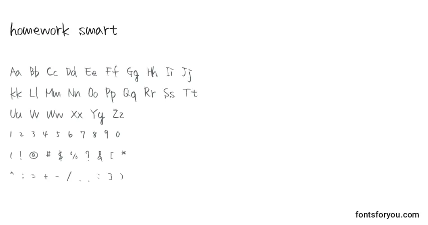 A fonte Homework smart – alfabeto, números, caracteres especiais