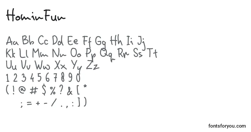 Schriftart HominFun – Alphabet, Zahlen, spezielle Symbole