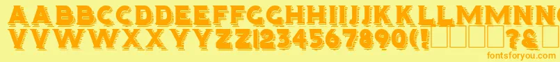 フォントHOMINIS – オレンジの文字が黄色の背景にあります。