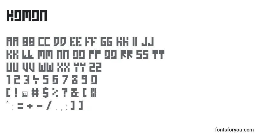 Шрифт HOMON    (129836) – алфавит, цифры, специальные символы