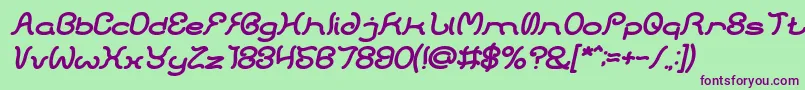 Czcionka HONESTLY BOLD ITALIC – fioletowe czcionki na zielonym tle
