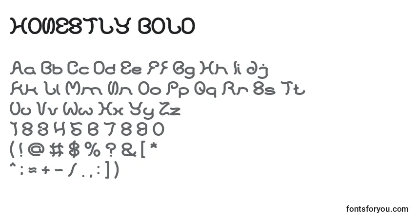 Czcionka HONESTLY BOLD – alfabet, cyfry, specjalne znaki